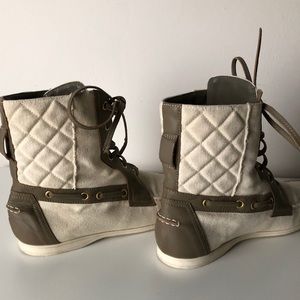 Balenciaga Leather & Canvas Laced Ankle Boot 38.5